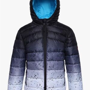Kids Puffer Jacket - Black and Gray - Reversible to Blue!